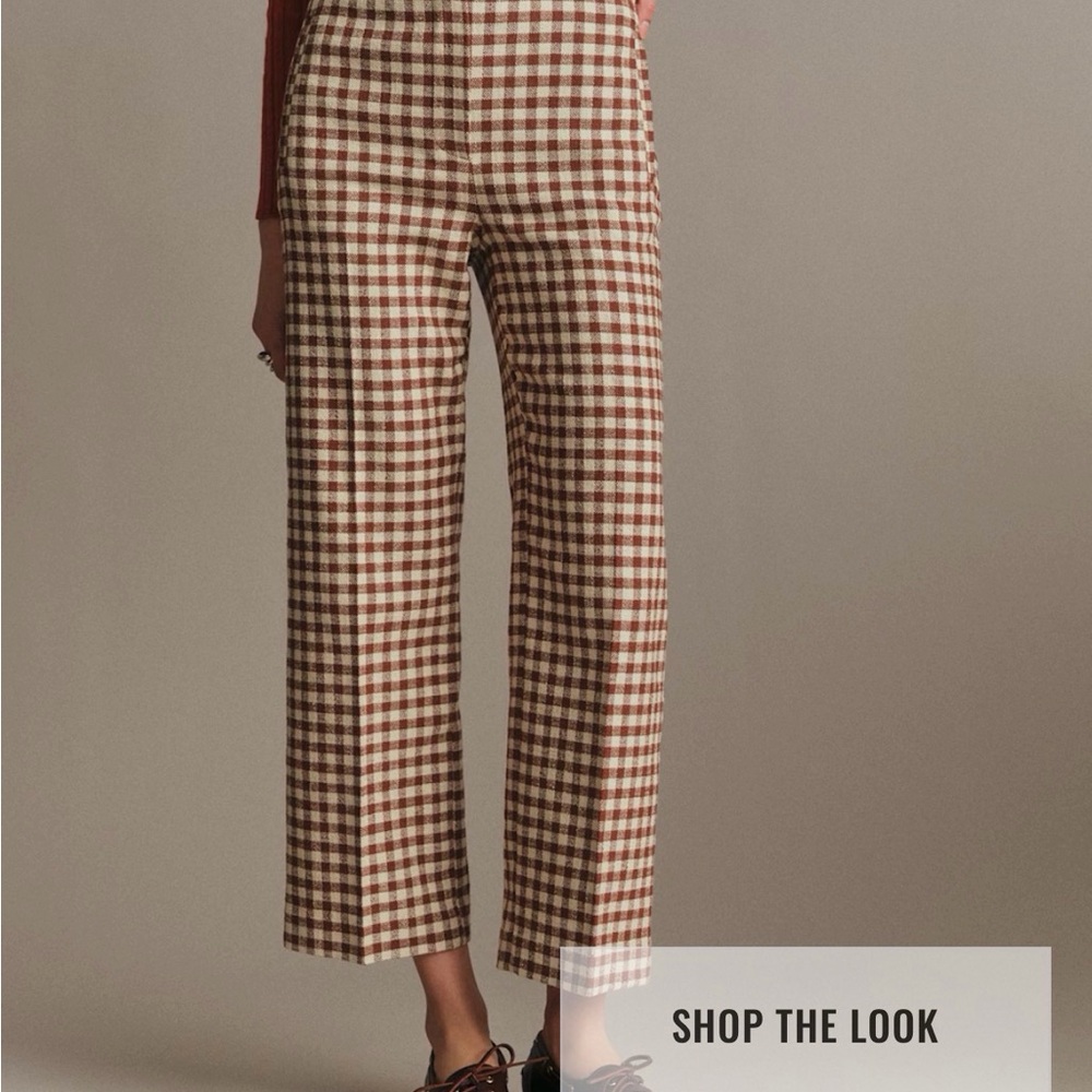Sezane Martin Crop Trousers Brown/ Ecru Gingham